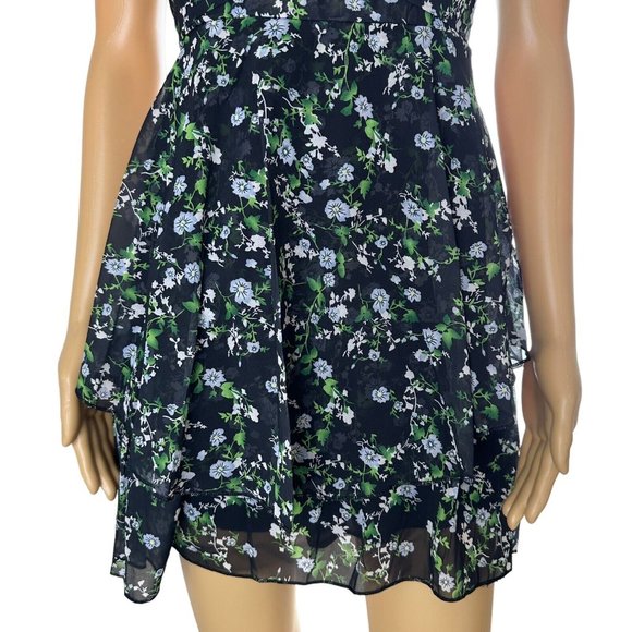 Womens Boho Playsuit Romper Small S Black Green Floral Off The Shoulders Lined - Picture 7 of 16